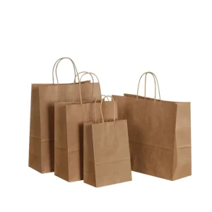 Custom Logo Kraft Paper Shopping Bags with Handles Recyclable Brown Paper for Food Gift & Retail Promotion Packaging