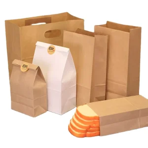 Custom Logo Kraft Paper Takeout Bag White Brown Kraft Paper Bags Eco Friendly Foldable Reusable Food Kraft Paper Bag