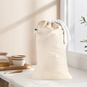 Custom Logo Large Eco Friendly Cotton Canvas Drawstring Laundry Bag for Storage Hotel Laundry Bags