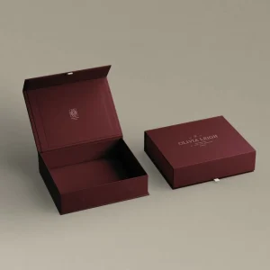 Custom Logo Luxury Burgundy Magnetic Gift Box Made of Paperboard for Jewelry Cosmetics & Wedding Gifts