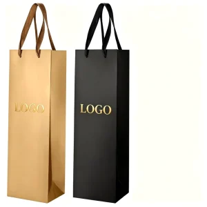 Custom Logo Luxury Foldable Single Wine Bottle Gift Shopping Paperboard Bag Recyclable Champagne Tea Tins Promotion Lamination