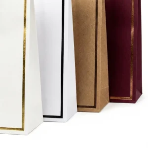 Custom Logo Luxury Gold Foil Border Printed Paper Bag High End Boutique Jewelry Gift Packaging Bag