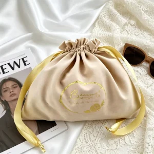 Custom Logo Luxury Jewelry Drawstring Velvet Bag Recyclable Packaging for Gift & Craft Sunglasses Underwear Suede Dust Pouch