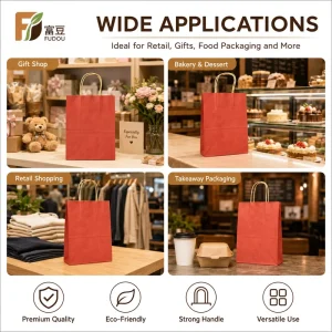 Custom Logo Luxury Small Kraft Paper Gift Bag with Satin Ribbon Handles Foil Laminated