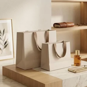 Custom Logo Luxury White Paper Bag with Cotton Rope Handle Boutique Clothing Shopping Packaging Bags for Small Business