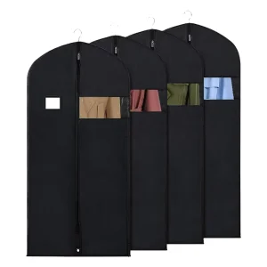 Custom Logo Non Woven Mens Clothes Dust Suit Cover Black Eco Friendly Cloth Suit Cover Garment Bag With Zipper