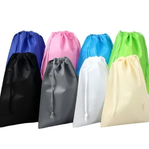 Custom Logo Non-woven Drawstring Bag Dust proof Storage Pouch for Shoes Travel Lightweight Promotional Gift Packaging Bag Bulk