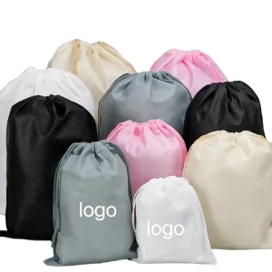 Custom Logo Nonwoven Dustproof Storage Travel Bag Supermarket Recyclable Dust Bag Packaging Double Drawstring Double Bag