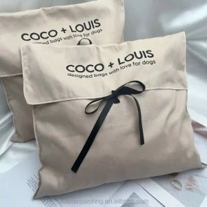 Custom Logo Organic Large Twill Cotton Canvas Pouch Recyclable Cotton Envelope Drawstring Dust Bag Gift Pouch