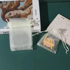 Custom Logo Organza Crystal Pouch Soap Bag Polyester Cosmetic Drawstring Pouch Jewelry Display Storage Bag for Gift and Perfume