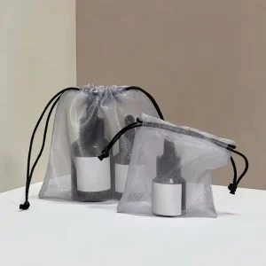 Custom Logo Organza Drawstring Pouch Sheer Mesh Gift Bag for Beauty Aromatherapy Products