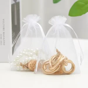 Custom Logo Organza Pearl Pouch Polyester Cosmetic Drawstring Pouch Jewelry Display Packaging Storage Bag for Gift and Perfume