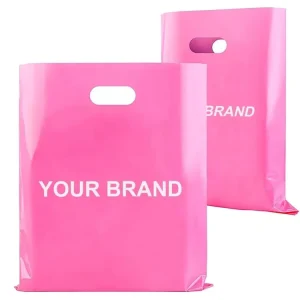 Custom Logo PE Plastic Shopping Bag Boutique Merchandise Packaging Pouch Die Cut Handle Poly Bags for Business Factory