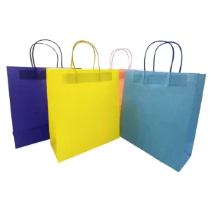 Custom Logo Pastel Grid Notepad Size Colorful Kraft Cardboard Paper Bags Gift Shopping Paper Bag Handle for Promotion