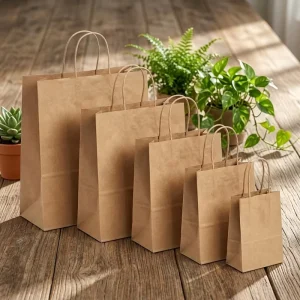 Custom Logo Personal Gift Fashion Shopping Kraft White Brown Paper Bags With Twisted Handles