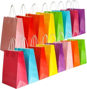 Custom Logo Premium Biodegradable Durable Kraft Paper Bags with Hand Length Handle for Business Shopping Bulk Use