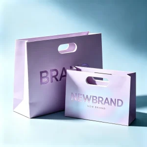 Custom Logo Printed Art Paper Die Cut Handles Unique Supermarket Paper Bags for Clothing Perfume Jewelry Packaging Gift Shopping