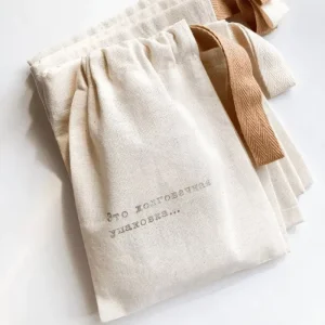 Custom Logo Printed Blank Linen Storage Recyclable Dustproof Jewelry Dust Pouch Drawstring Shopping Canvas Bag