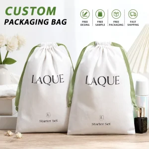 Custom Logo Printed Brushed Cotton Twill Gift Drawstring Packaging Shoe Bag Luxury Cotton Shoe Dust Bag