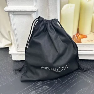 Custom Logo Printed Canvas Dust Bag Black Recycled Organic Cotton Drawstring Storage Packing Dust Pouch for Luxury Handbag