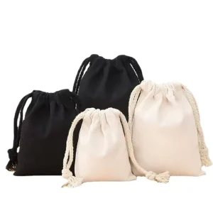 Custom Logo Printed Canvas Dust Bag Recycled Organic Cotton Drawstring Storage Packing Dust Muslin Pouch for Luxury Handbag