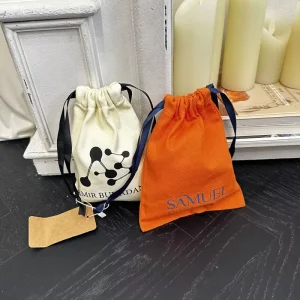 Custom Logo Printed Cotton Shoe Cosmetic Bag Reusable Cotton Gift Hair Headwear Packing Drawstring Cotton Dust Bag