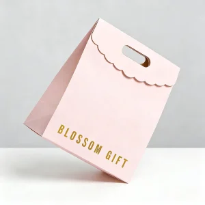 Custom Logo Printed Die Cut Handles Pink Luxury Shopping Gift Design Colorful Cosmetic Packaging Fancy Paper Bag