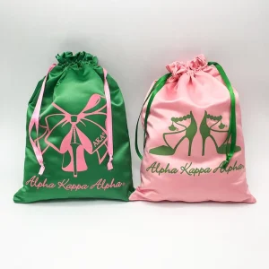 Custom Logo Printed Drill Satin Wig Storage Packaging Drawstring Bag Shoe Bag Dust Pouch Lady Fashion