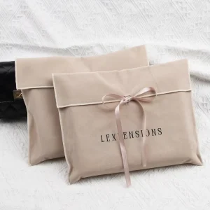 Custom Logo Printed Dust Hats Clothes Packaging Suede Envelope Bag Luxury Envelope Dress Wallet Storage Gift Dust Suede Pouch