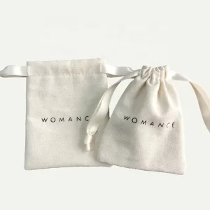 Custom Logo Printed Eco Canvas Drawstring Bag Reusable Gift Jewelry Packaging Cotton Pouch Dust Bags