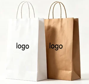 Custom Logo Printed Eco Friendly Biodegradable Kraft Paper Bags MOQ 500 Pcs for Supermarkets Clothing