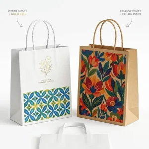 Custom Logo Printed Eco Friendly Kraft Paper Shopping Bags with Twisted Handles Recyclable Gift Bags