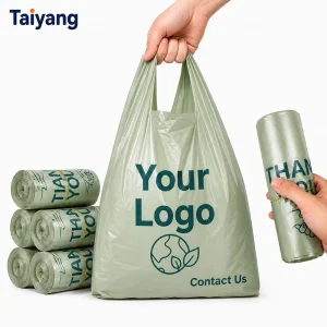 Custom Logo Printed HDPE T-Shirt Bags Heavy Duty Shopping Bags for Grocery Retail Eco-Friendly PE Vest Handle Bags