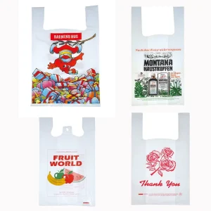Custom Logo Printed HDPE T Shirt Shopping Bags Reusable Eco Friendly Extra Large Size for Supermarket Use