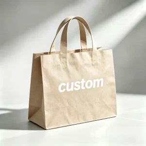 Custom Logo Printed Kraft Paper Tote Bags with Cloth Handles Eco Friendly Reusable Shopping Bags for Retail and Gift Packaging