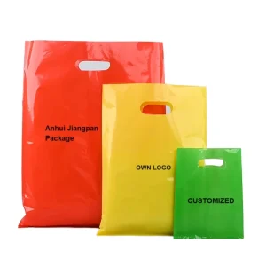 Custom Logo Printed LDPE Recyclable Waterproof Plastic Shopping Bags with Poly Die Cut Handles for Retail Small Business