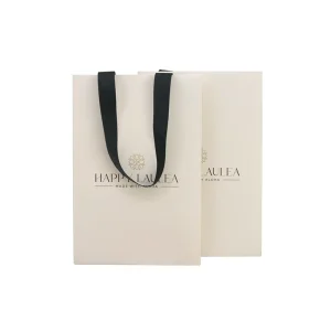 Custom Logo Printed Luxury High End Art Paper Jewelry Clothing Shoes Packaging Gift Shopping Bag with Lamination and Ribbon