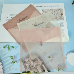Custom Logo Printed Luxury Organza Envelope Pouch Jewelry Gift Packaging Materials