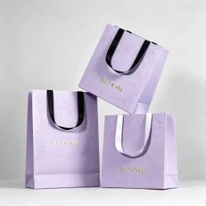 Custom Logo Printed Luxury Paper Bags Jewelry Bracelet Packaging Gift Shopping Bag with Ribbon Close