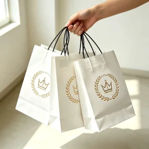 Custom Logo Printed Luxury Paper Bags Jewelry Bracelet Packaging Gift Shopping Bag with Ribbon Close