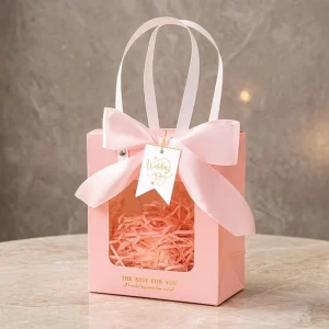 Custom Logo Printed Luxury Pink Paper Gift Bags Eco friendly Shopping Bag with Twisted Handles for Small Business Boutique
