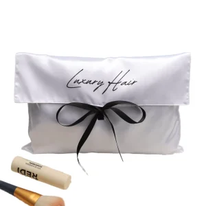 Custom Logo Printed Luxury Satin Envelope Dust Bag for Hair Extension Cosmetic Gift