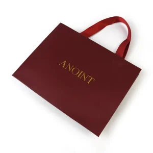 Custom Logo Printed Matte Lamination Bags with Rope Handles with Hot God Stamping Eco friendly Recyclable Paper Gift Bags