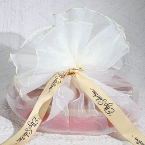 Custom Logo Printed Organza Fabric Gift Packaging Bag Transparent Organza Drawstring Clothes Gift Box Storage Pouch