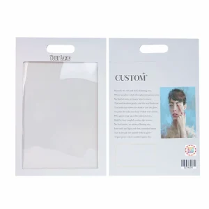 Custom Logo Printed Paper Shopping Bags with Clear PVC Window for Handheld Packaging of Paper Artworks and Paintings