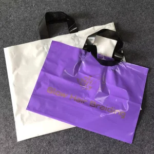 Custom Logo Printed Plastic Shopping Bags with Handles Glossy Thickened for Hair Salon Beauty Boutique Retail Gift Packaging