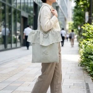 Custom Logo Printed Stripe Cotton Dust Handle Bag Luxury Portable Travel Beach Clothes Storage Cotton Tote Bag