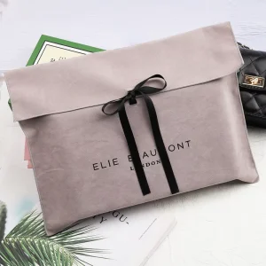 Custom Logo Printed Suede Velvet Envelope Hats Clothes Dust Bag Luxury Packaging Book Gift Suede Envelope Bags