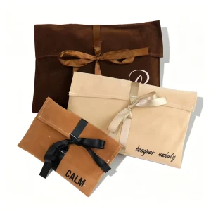 Custom Logo Printed Suede Velvet Hair Dryer Envelope Packaging Bag Handbag Clothes Gift Velvet Dust Bag With Bow