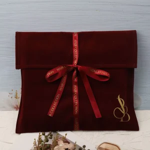 Custom Logo Printed Suede Velvet Hair Dryer Envelope Packaging Bag Handbag Clothes Gift Velvet Dust Bag With Bow